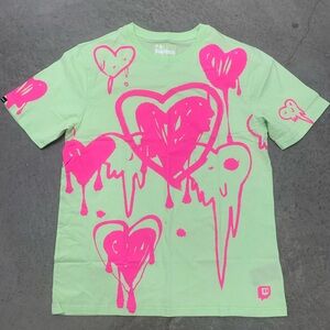 Twitch Green and Pink Heart Graphic T-Shirt